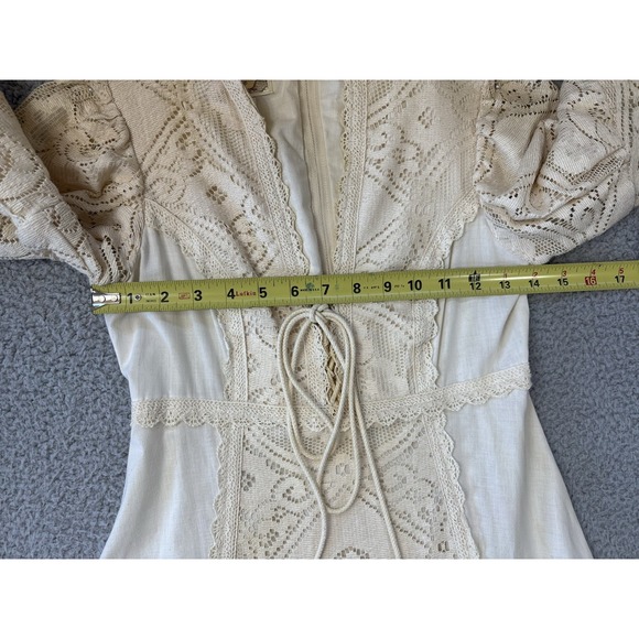 Vintage Gunne Sax Dress Size 7 Crochet Lace Corset Prairie Cottagecore Wedding - Picture 10 of 16